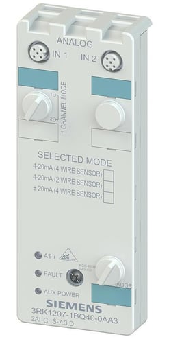 Siemens 3RK1207-1BQ40-0AA3 3S-I Compact Analog Input Module, 2 Inputs ...